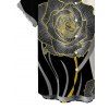 Vacation Couple Outfit Colorblock Line Rose Floral Print Spaghetti Strap Bodycon Dress and Shirt Set - Noir S | US 4