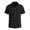 Chemise décontractée pour homme, en maille texturée, couleur unie, à boutons - Noir M