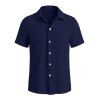 Chemise décontractée pour homme, en maille texturée, couleur unie, à boutons - Bleu profond L