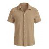 Men's Casual Shirt Textured Knitted Solid Color Button Up Shirt - café lumière 2XL