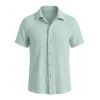 Men's Casual Shirt Textured Knitted Solid Color Button Up Shirt - Vert clair 2XL