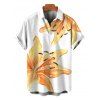 Men's Vacation Shirt Watercolor Lily Floral Print Button Up Shirt - Blanc 5XL