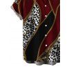 Men's Vacation Shirt Colorblock Geometric Leopard Print Button Up Shirt - Rouge Vineux 5XL