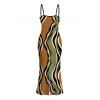 Vintage Vacation Couple Outfit Colorblock Wave Striped Print Spaghetti Strap Bodycon Dress and Shirt Set - multicolor A S | US 4