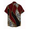 Vacation Couple Outfit Colorblock Geometric Leopard Print Spaghetti Strap Bodycon Dress and Shirt Set - Rouge Vineux S | US 4