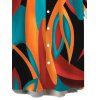 Men's Bohemian Vacation Shirt Colorful Abstract Geometric Print Button Up Shirt - multicolor 5XL