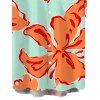 Men's Vacation Shirt Colorblock Hibiscus Floral Print Button Up Shirt - Orange 5XL