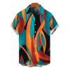 Bohemian Vacation Couple Outfit Colorful Abstract Geometric Print Spaghetti Strap Bodycon Dress and Shirt Set - multicolor S | US 4