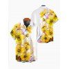 Men's Vacation Shirt Ink-splash Style Floral Leaf Print Button Up Shirt - Jaune 5XL