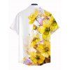 Men's Vacation Shirt Ink-splash Style Floral Leaf Print Button Up Shirt - Jaune 5XL