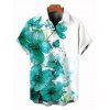 Men's Vacation Shirt Ink-splash Style Floral Leaf Print Button Up Shirt - Turquoise 5XL