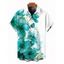 Men's Vacation Shirt Ink-splash Style Floral Leaf Print Button Up Shirt - Turquoise 5XL