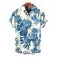 Men's Vacation Shirt Tropical Plant Leaf Print Button Up Shirt - Bleu 2XL