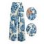 Vacation Pants Tropical Plant Leaf Print Wide Leg Belt Pants - Bleu S | US 4