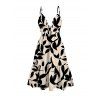 Hawaiian Vacation Couple Outfit Leaf Silhouette Patten Cut Out Plunging Neck Dress and Shirt Set - Noir S | US 4