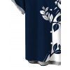 Hawaiian Vacation Couple Outfit Contract Color Rose Floral Print Spaghetti Strap Bodycon Dress and Shirt Set - Bleu de Minuit S | US 4
