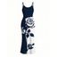 Vacation Dress Contract Color Rose Floral Print Spaghetti Strap Bodycon Dress - Bleu de Minuit S | US 4
