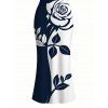 Hawaiian Vacation Couple Outfit Contract Color Rose Floral Print Spaghetti Strap Bodycon Dress and Shirt Set - MIDNIGHT BLUE S | US 4