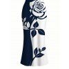 Vacation Dress Contract Color Rose Floral Print Spaghetti Strap Bodycon Dress - Bleu de Minuit XL | US 12