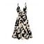 Hawaiian Vacation Dress Leaf Silhouette Patten Cut Out Plunging Neck Flowy Dress - Noir XXL | US 14