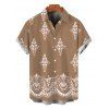 Casual Couple Outfit Vintage Damask Floral Motif Print Pocket Off the Shoulder Romper and Shirt Set - Bronze S | US 4