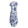 Vacation Couple Outfit Tropical Abstract Leaf Print Button Up Pocket Curved Hem Shirt Dress and Shirt Set - Bleu S | US 4