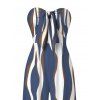 Vacation Jumpsuit Colorblock Abstract Wavy Stripe Print Tied Pocket Off the Shoulder Jumpsuit - Bleu profond S | US 4