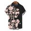 Men's Hawaiian Vacation Shirt Peony Floral Print Button Up Shirt - Noir 5XL