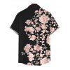 Men's Hawaiian Vacation Shirt Peony Floral Print Button Up Shirt - Noir 5XL