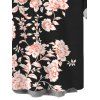 Men's Hawaiian Vacation Shirt Peony Floral Print Button Up Shirt - Noir 5XL