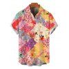 Men's Hawaiian Vacation Shirt Patchwork Floral Print Button Up Shirt - multicolor 5XL