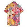 Men's Hawaiian Vacation Shirt Patchwork Floral Print Button Up Shirt - multicolor 5XL