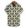 Men's Vacation Shirt Symmetrical Olive Leaf Print Button Up Shirt - Olive Verte 5XL