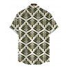 Men's Vacation Shirt Symmetrical Olive Leaf Print Button Up Shirt - Olive Verte 5XL