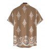 Men's Casual Shirt Vintage Damask Floral Motif Print Button Up Shirt - Bronze M
