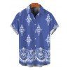 Men's Casual Shirt Vintage Damask Floral Motif Print Button Up Shirt - Bleu Ciel 5XL