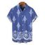 Men's Casual Shirt Vintage Damask Floral Motif Print Button Up Shirt - Bleu Ciel 5XL