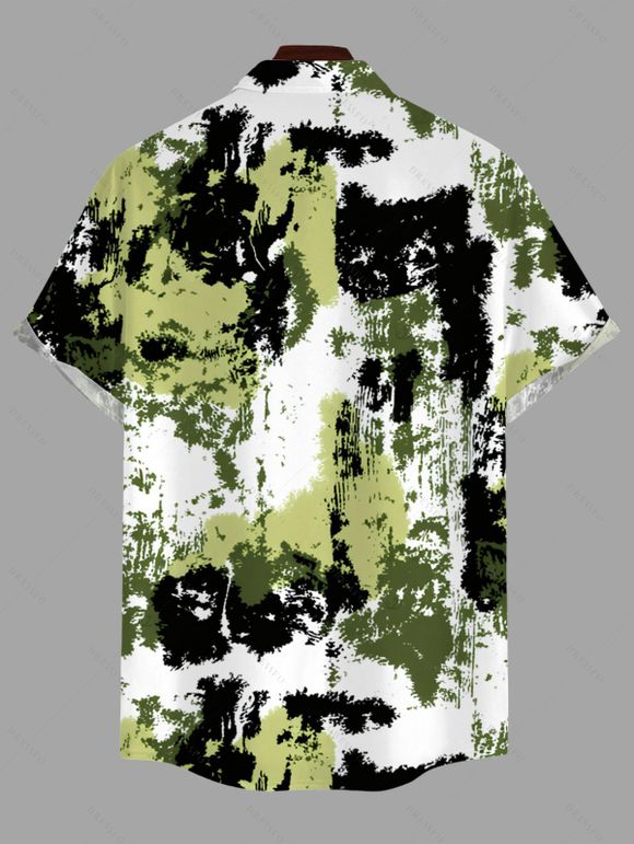 Vacation Couple Outfit Splatter Ink Camo Print Bodycon Mermaid Maxi Dress and Shirt Set - Vert S | US 4