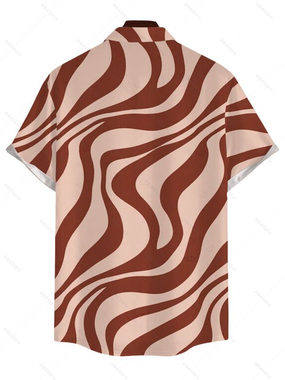 Vacation Couple Outfit Swirl Abstract Wave Print Bodycon Mermaid Maxi Dress and Shirt Set - Abricot S | US 4