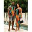 Bohemian Vacation Couple Outfit Colorful Abstract Geometric Print Spaghetti Strap Bodycon Dress and Shirt Set - multicolor S | US 4