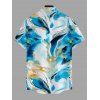 Vacation Couple Outfit Marble Fluid Swirl Tie Dye Print Bodycon Mermaid Maxi Dress and Shirt Set - Bleu S | US 4