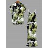 Vacation Couple Outfit Splatter Ink Camo Print Bodycon Mermaid Maxi Dress and Shirt Set - Vert S | US 4