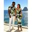 Vacation Couple Outfit Splatter Ink Camo Print Bodycon Mermaid Maxi Dress and Shirt Set - Vert S | US 4