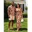 Vacation Couple Outfit Swirl Abstract Wave Print Bodycon Mermaid Maxi Dress and Shirt Set - Blanc S | US 4