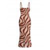 Vacation Couple Outfit Swirl Abstract Wave Print Bodycon Mermaid Maxi Dress and Shirt Set - Abricot S | US 4