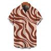 Vacation Couple Outfit Swirl Abstract Wave Print Bodycon Mermaid Maxi Dress and Shirt Set - Abricot S | US 4