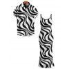 Vacation Couple Outfit Swirl Abstract Wave Print Bodycon Mermaid Maxi Dress and Shirt Set - Blanc S | US 4