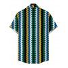 Hawaiian Vacation Couple Outfit Colorblock Zig Zag Print Bodycon Mermaid Maxi Dress and Shirt Set - multicolor S | US 4