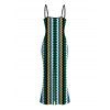 Hawaiian Vacation Couple Outfit Colorblock Zig Zag Print Bodycon Mermaid Maxi Dress and Shirt Set - multicolor S | US 4