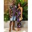 Vacation Couple Outfit Colorblock Vintage Chain Print Bodycon Mermaid Maxi Dress and Shirt Set - Pourpre S | US 4